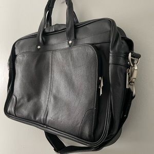 Black Leather Attaché Case/Laptop Bag